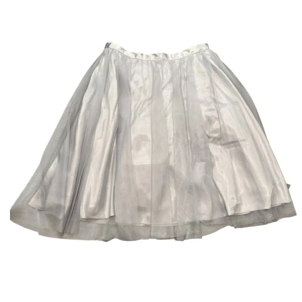 Marina Large Silver Gray Knee Length A-Line Tulle Cocktail Party Formal Skirt